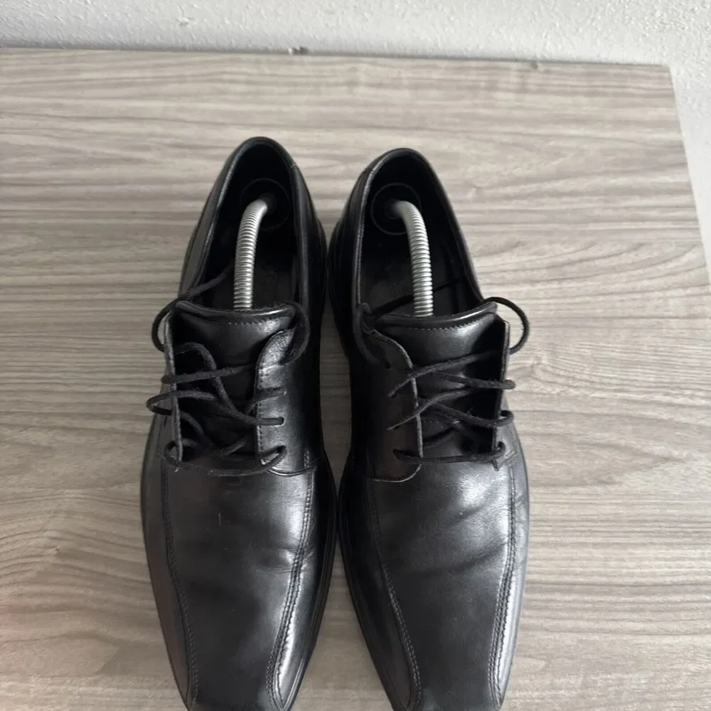 Ecco Austin Men Dress Shoes Black Size 43 US 9 Leather Oxford Square Toe Lace Up